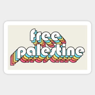 Free Palestine /// Retro Rainbow Design Sticker